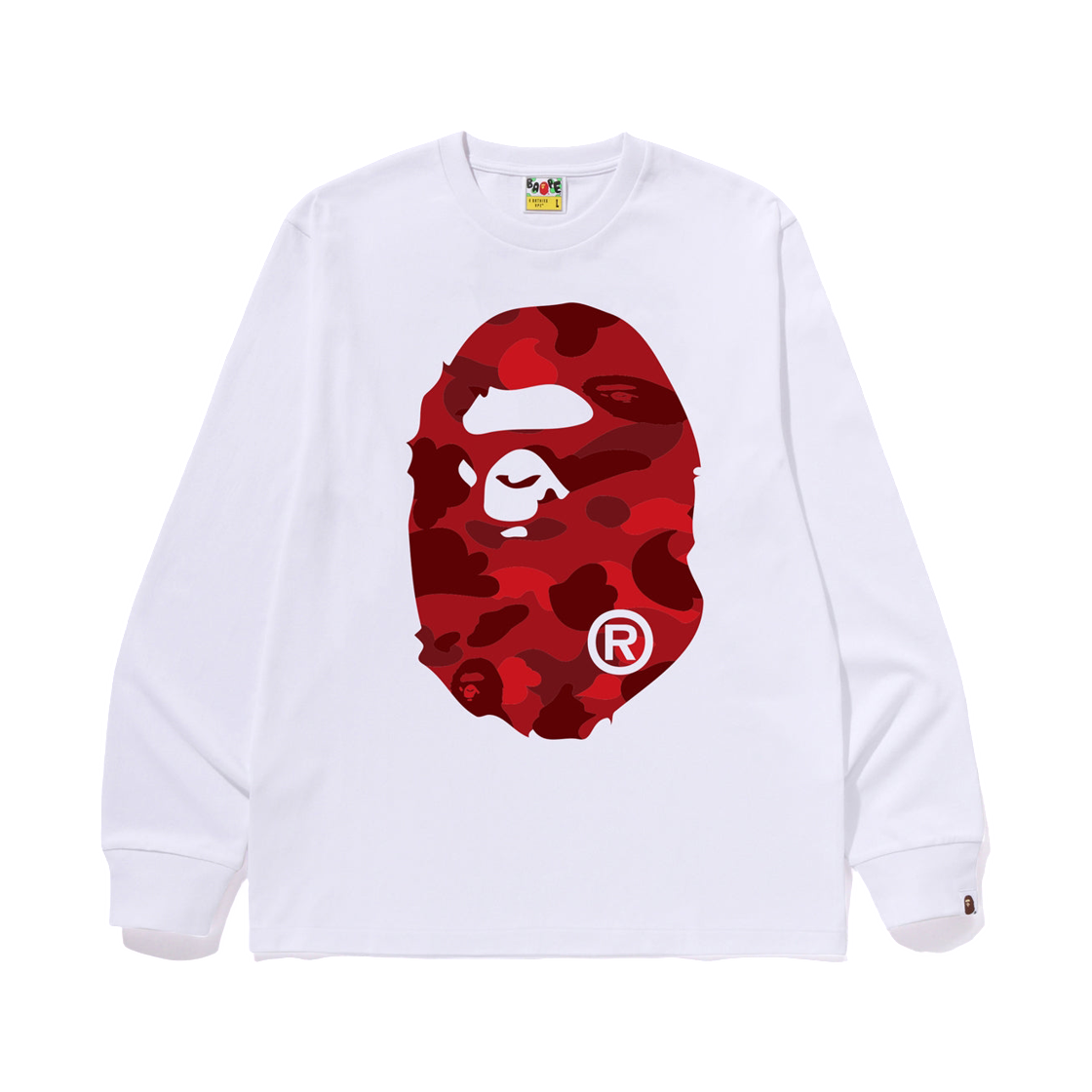 - BAPE Color Camo Big Ape Head L/S T-Shirt White Red