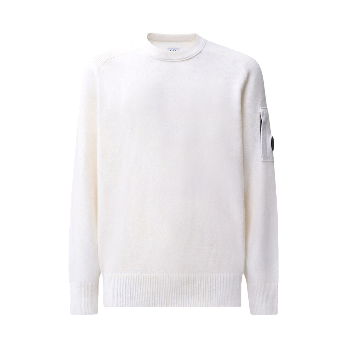 21CMKN085A110149A103 C.P. Company Lambswool Lens Crewneck Sweater Gauze White - 26FW
