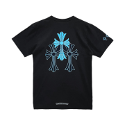 Chrome Hearts Triple Cross Logo Horseshoe Poket T-Shirt Black Sky Blue
