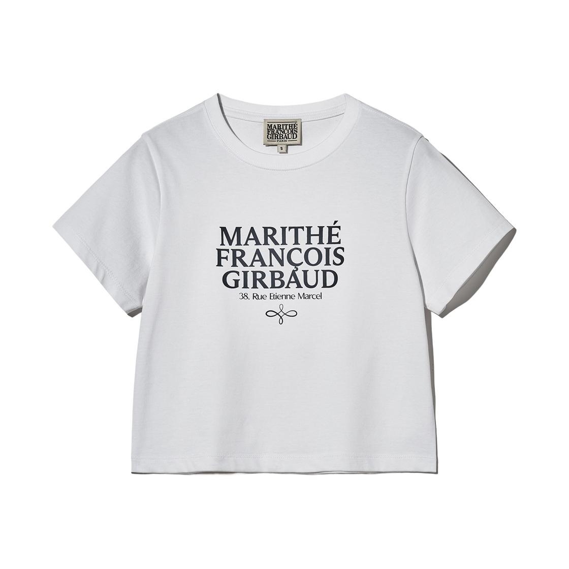 (W) 마리떼 프랑소와 저버 에어로쿨 크롭 티셔츠 화이트((W) Marithe Francois Girbaud Aerocool Crop T-Shirt White)