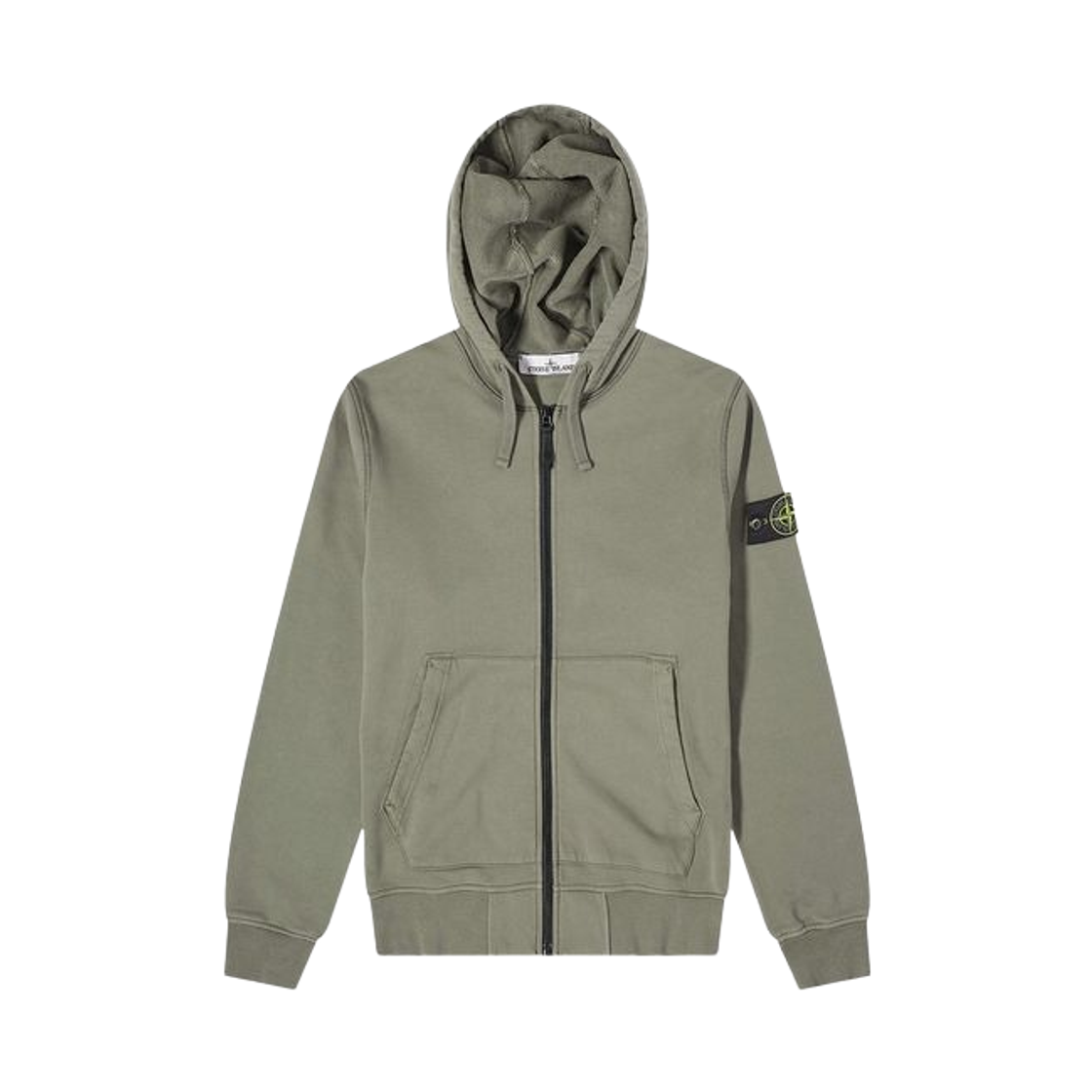 801564251-V0059 Stone Island 64251 Garment Dyed Cotton Fleece Full Zip Hooded Sweatshirt Musk Green - 24SS