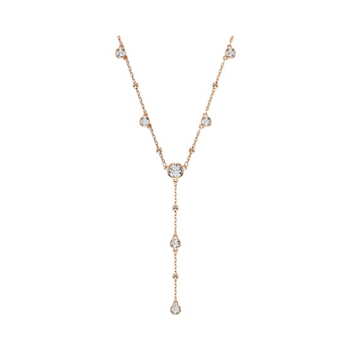 5763813 (W) Swarovski Imber Y Necklace Round Cut White 18K Rose Gold Finish