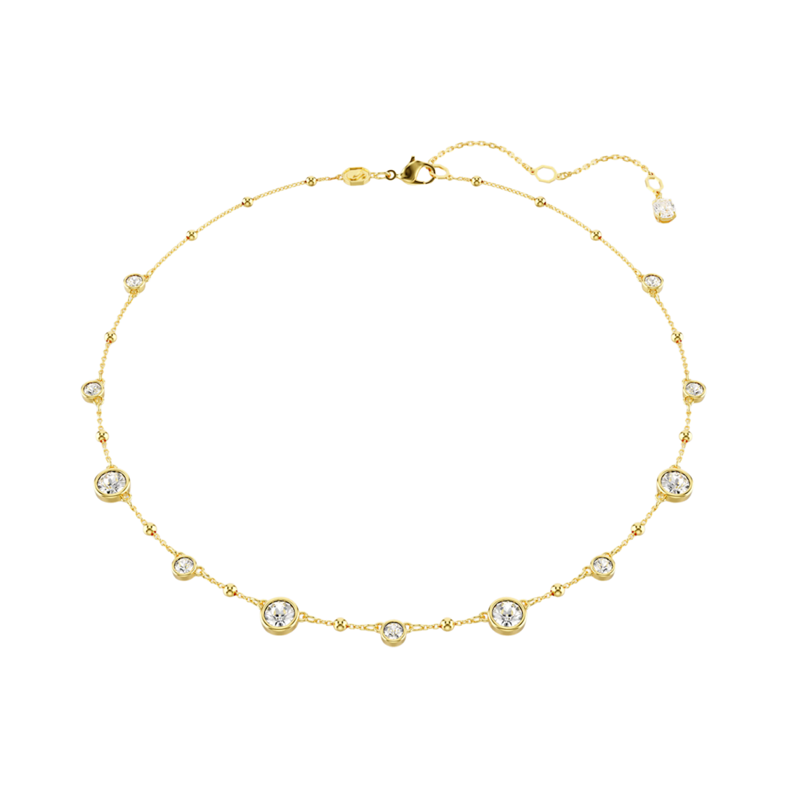 5680090 (W) Swarovski Imber Necklace Round Cut Scattered Design White 18K Gold Finish
