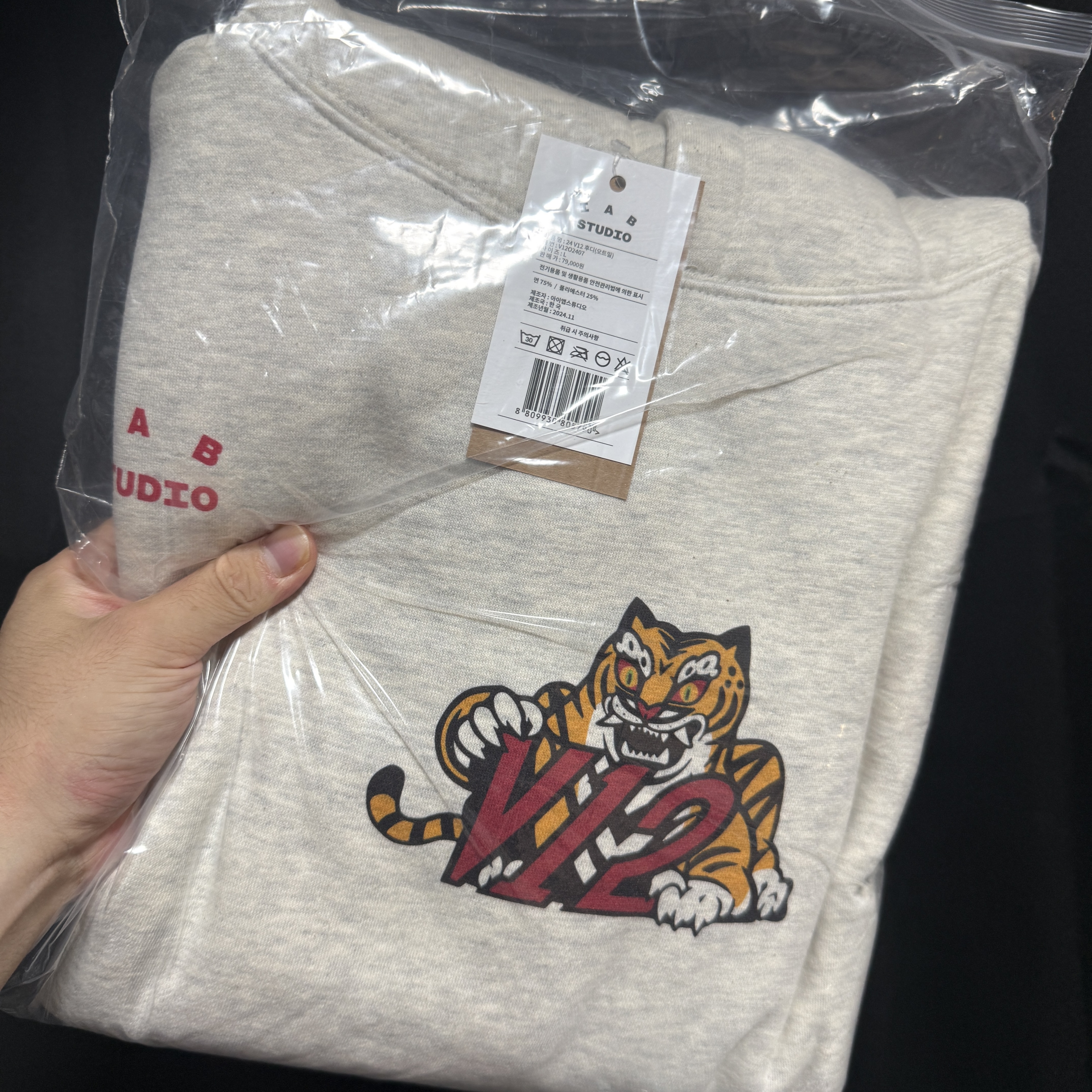 Kia Tigers x IAB Studio V12 Hoodie Ivory 착용 스타일