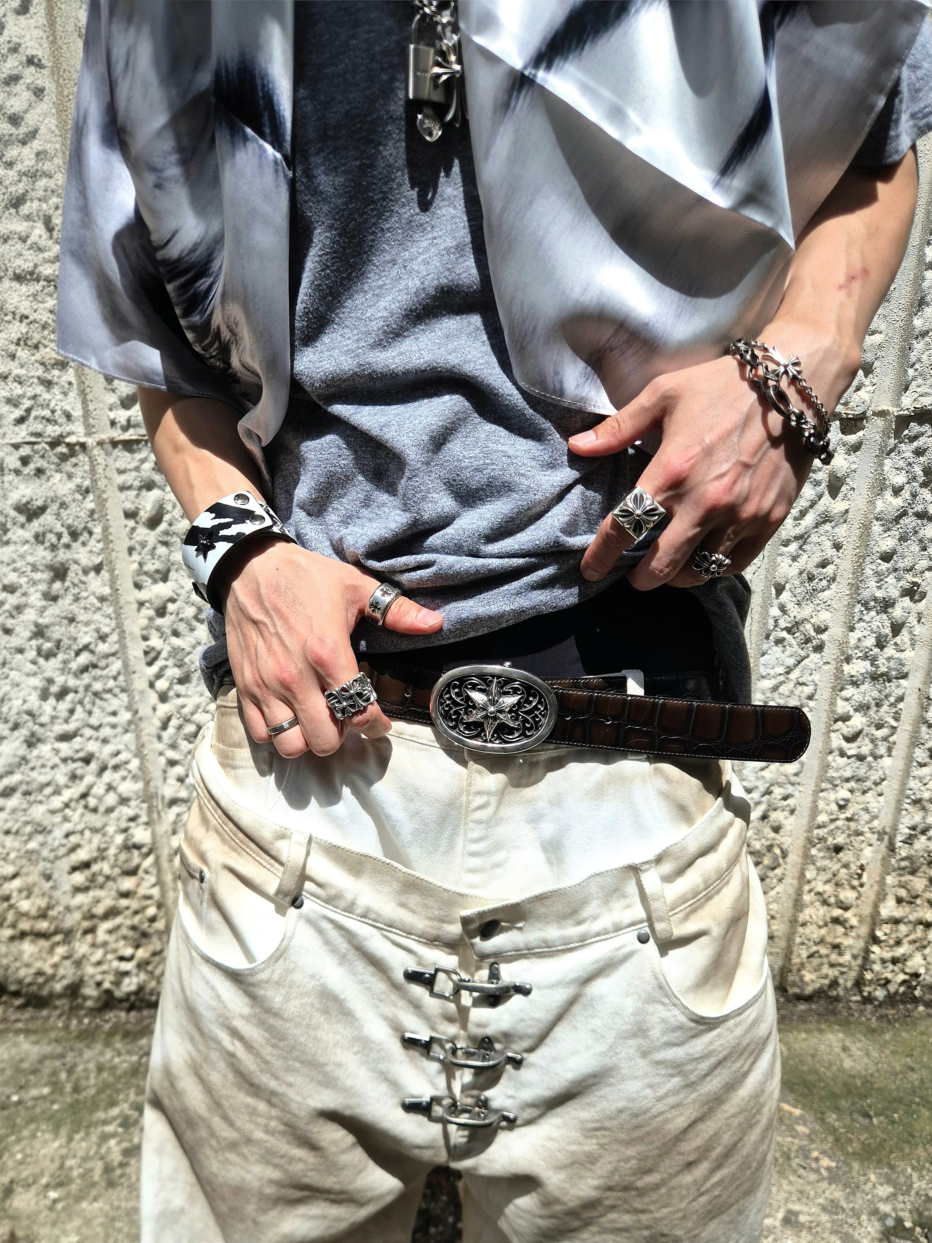 emostanceclub Core Belt Croc Embossed BROWN, Rick Owens Mega Bumper Geobasket Black Milk 착용 스타일 - 1