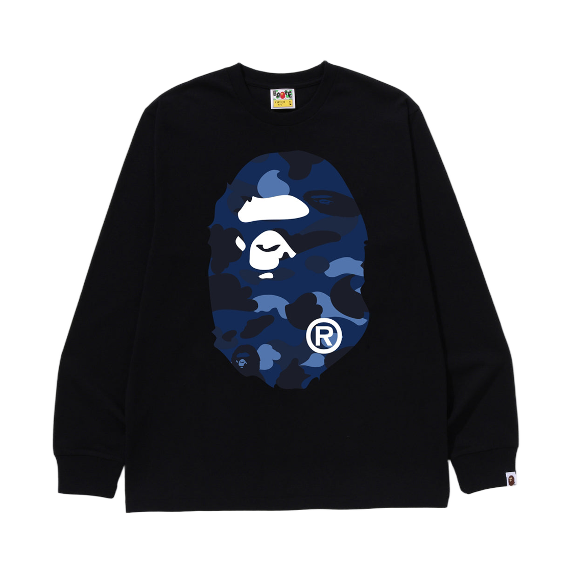 - BAPE Color Camo Big Ape Head L/S T-Shirt Black Navy