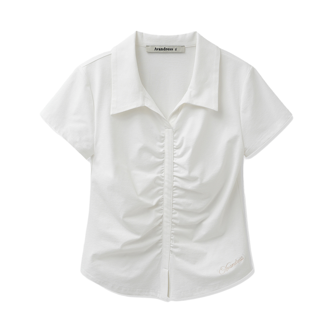 어반드레스 벨린 소로나 카라 셔링 티 화이트(Avandress Bellin Sorona Collar Shirring Tee White) - 1