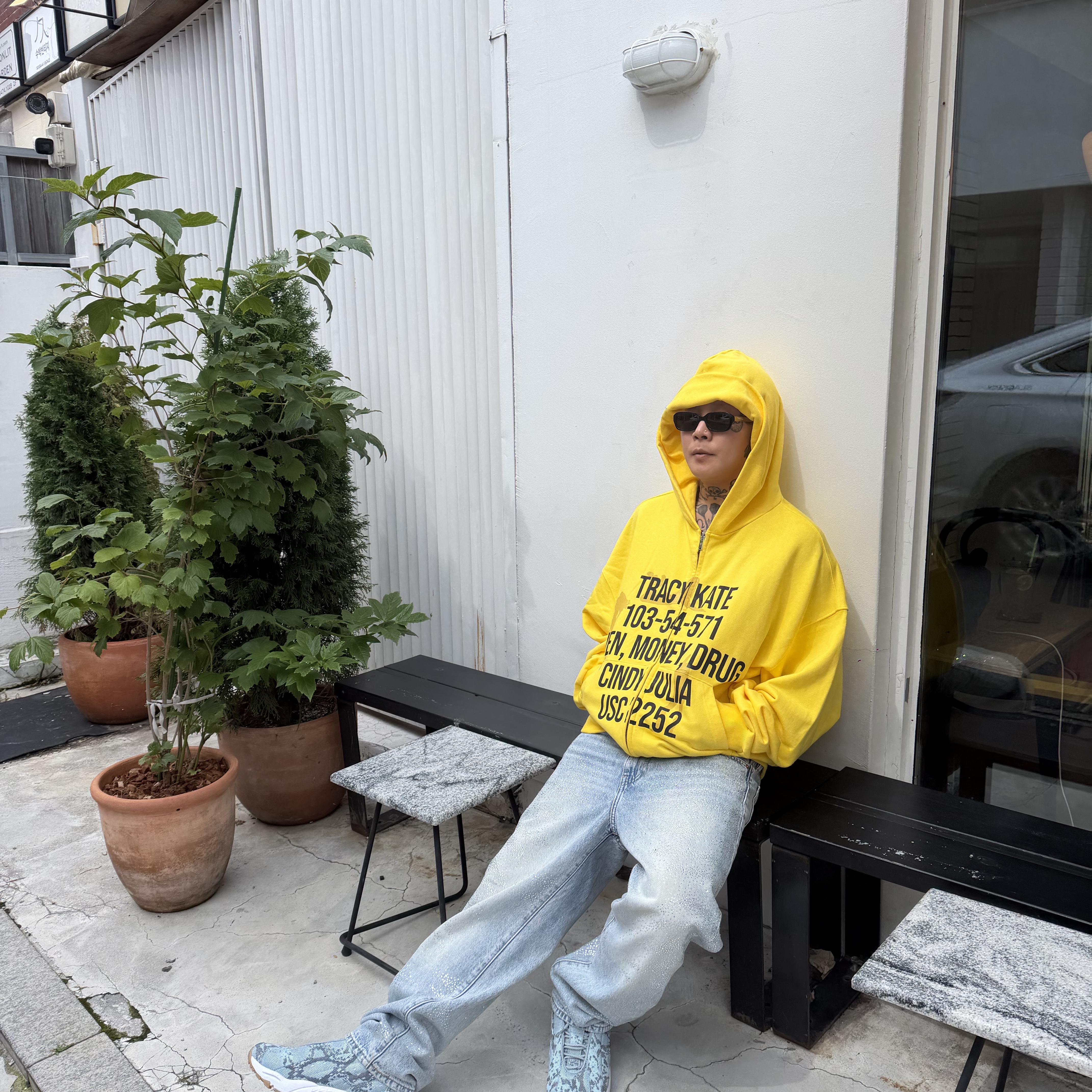 [트리플적립] PACOSPLY Tracy Zip Up Hoodie Yellow, NOFAKESHIT Bust Down 578 30x32 착용 스타일 - 1