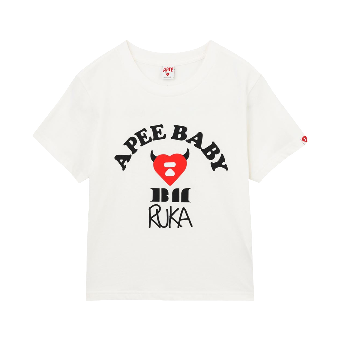 (W) 베이프 에이피 x 베이비 몬스터 에이프 베이비 프린트 티셔츠 #2 루카 화이트((W) BAPE Apee x Baby Monster Apee Baby Print T-Shirt #2 Ruka White) - 1