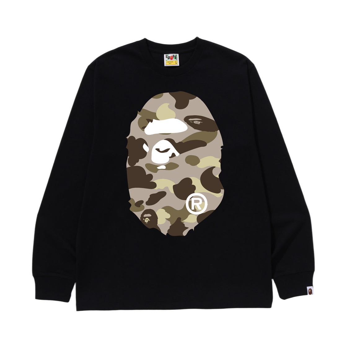 - BAPE Color Camo Big Ape Head L/S T-Shirt Black Brown