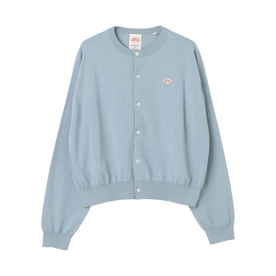 DT-D0137-YSD (W) Danton Jersey Knit Crewneck Cardigan Light Blue