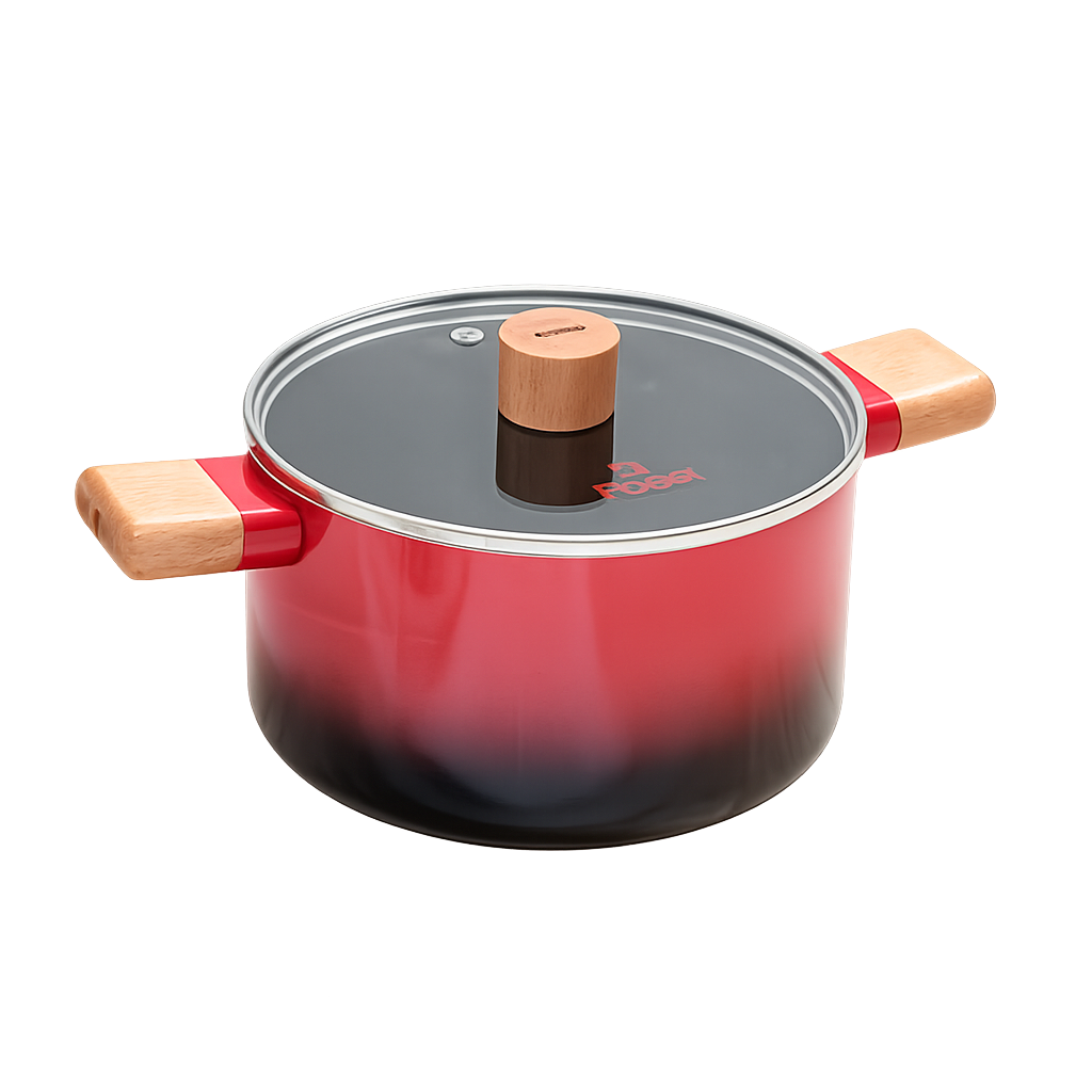 ROSSI038 Rossi IH Two‑Tone Red Casserole Pot 20cm