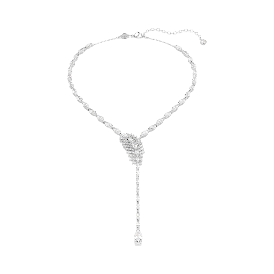 5749265 (W) Swarovski Vienna Y Necklace Mixed Cut Feather White Rhodium Plated
