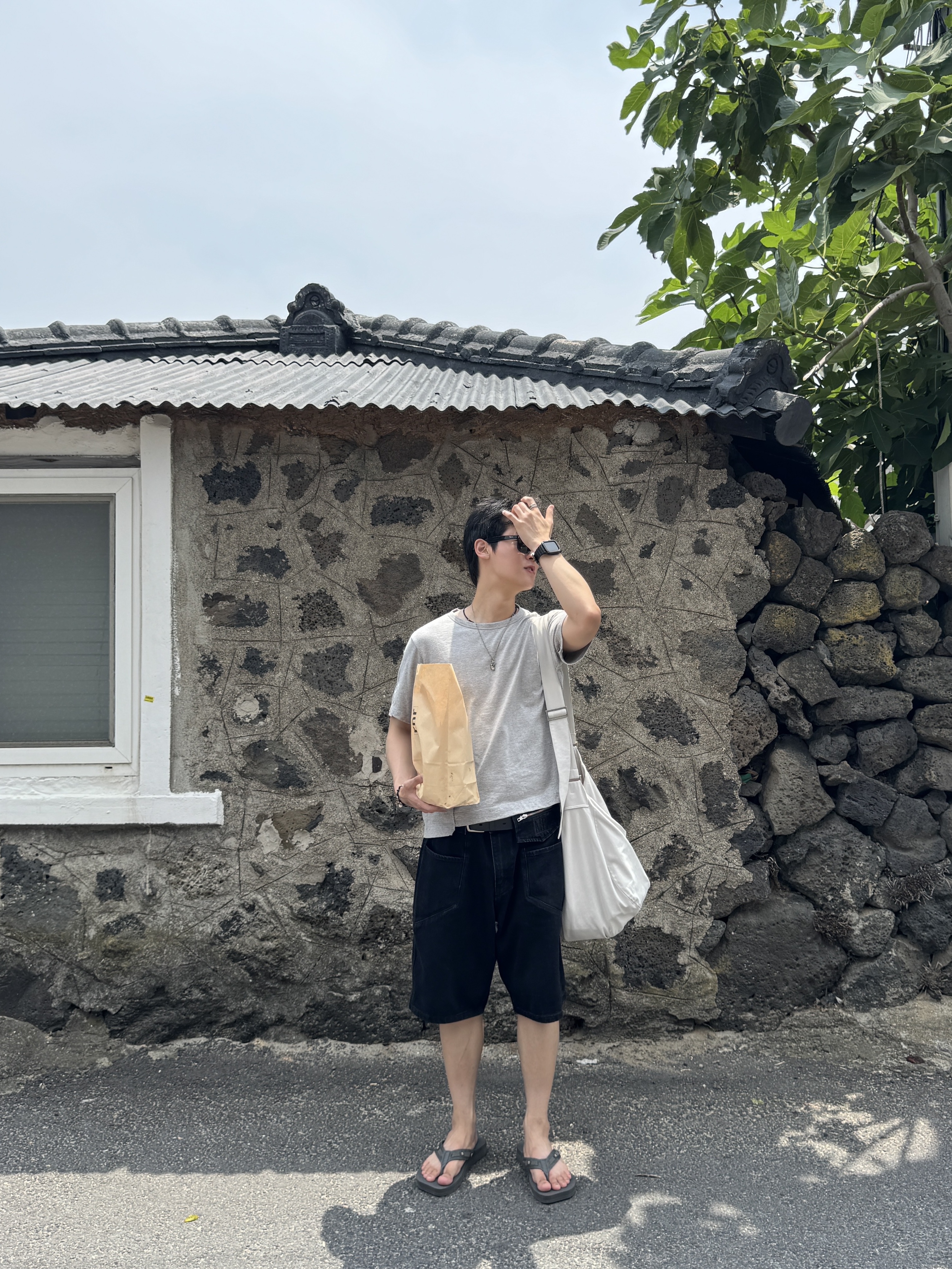 SUBCATEGORY SUB_F831 Gray, Ray-Ban New Wayfarer Classic Polished Black Frame G-15 Green Lense Low Bridge Fit 착용 스타일 - 5