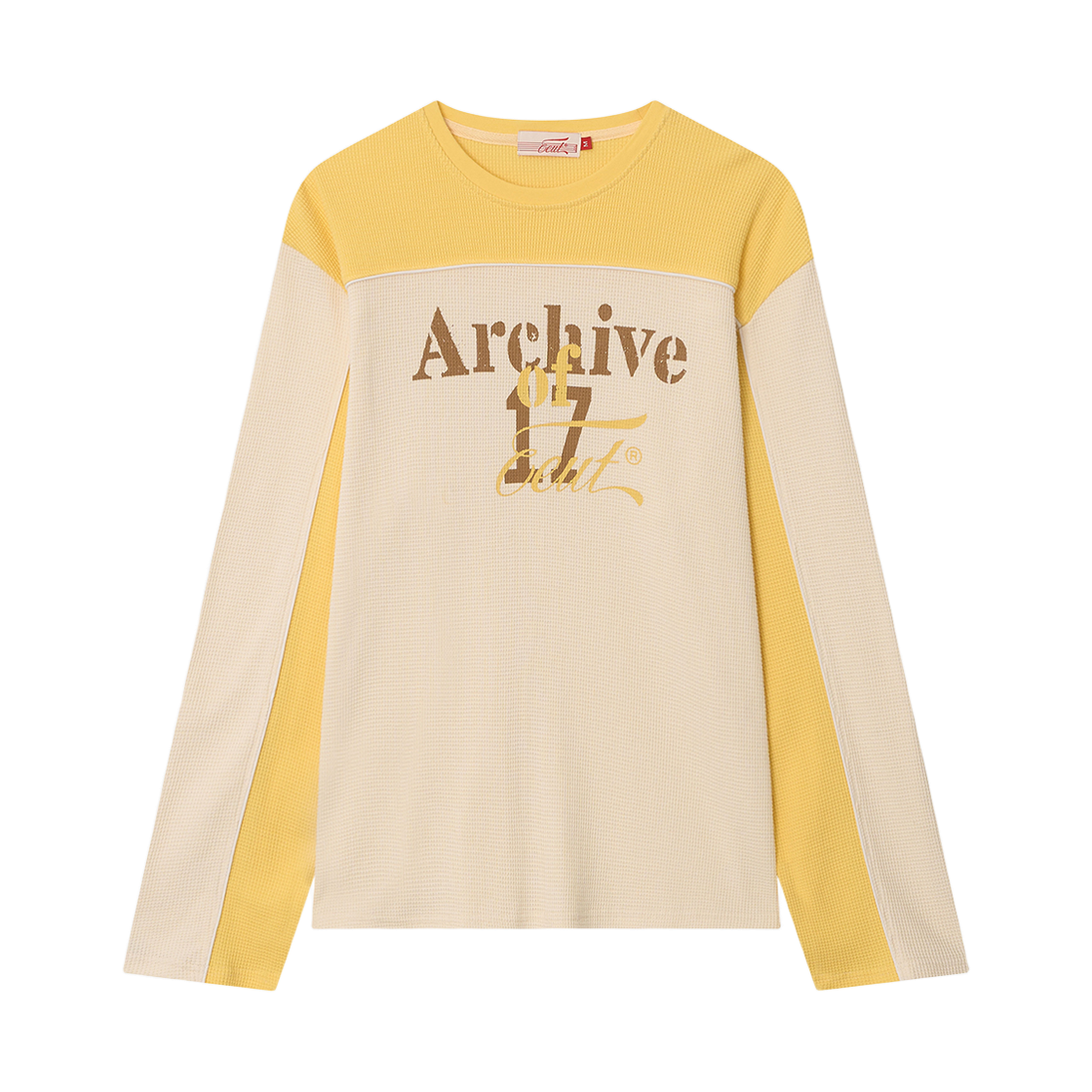 이우트 컬러 블록 와플 롱슬리브 크림(EEUT Color Block Waffle Long Sleeve Cream)