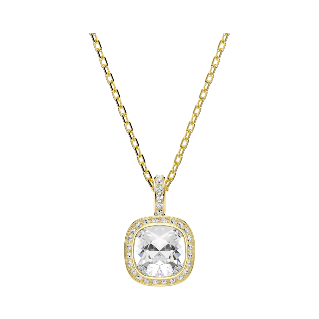 5764761 (W) Swarovski Una Angelic Pendant Cushion Cut White 18K Gold Finish