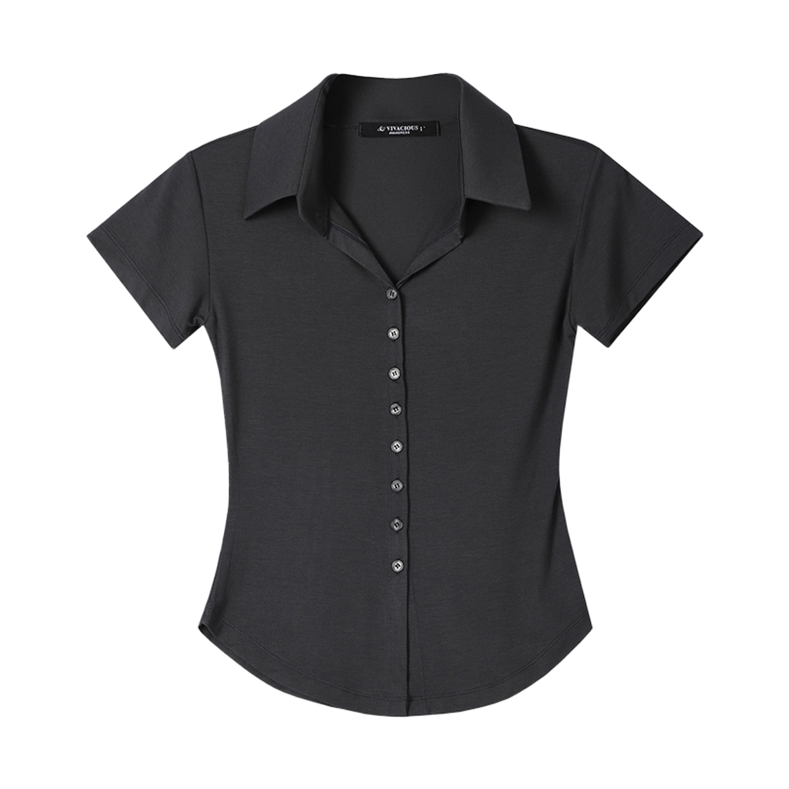 AD42TS29CH Avandress Sopy Collar Short-Sleeve Charcoal