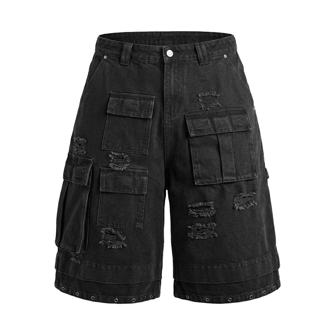 포스센스티브 매시브 워시드 블랙 카고 버뮤다 팬츠(Force Sensitive Massive Washed Black Cargo Bermuda Pants)