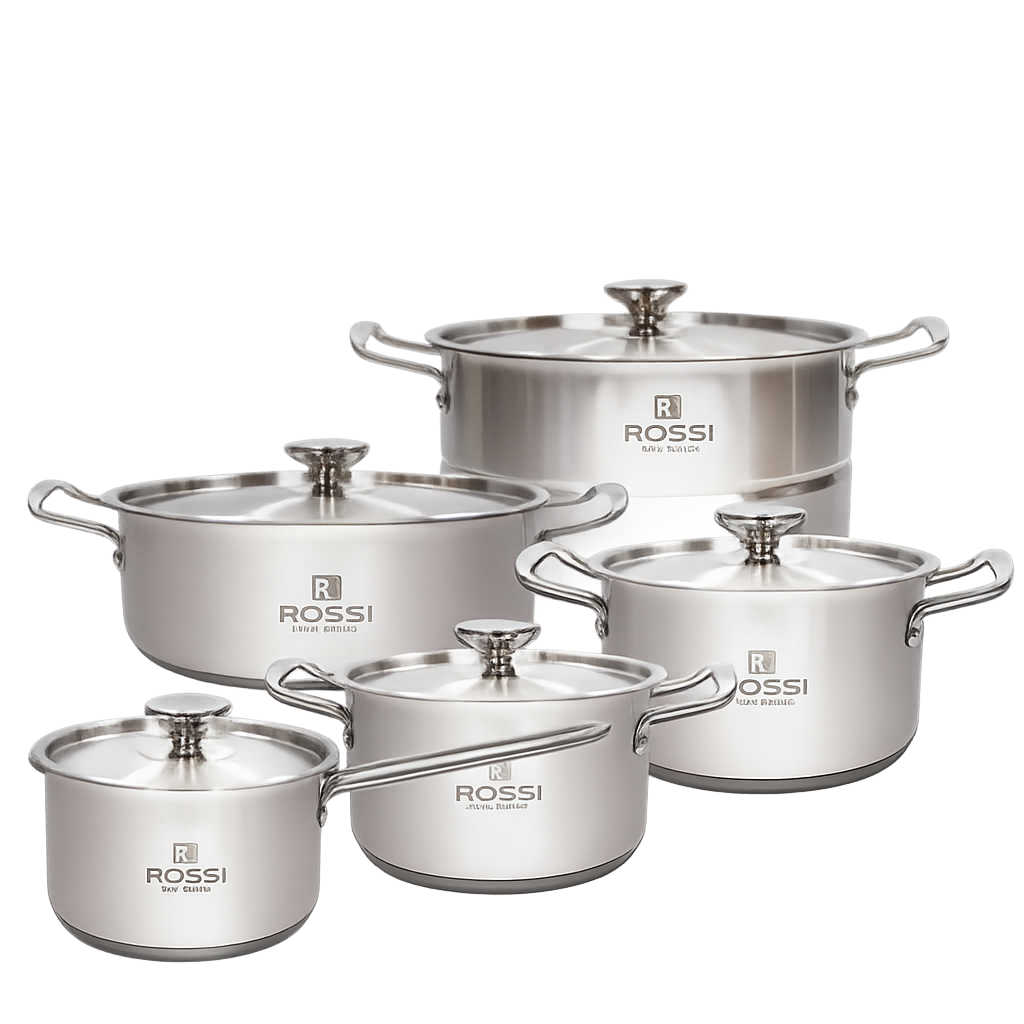 로시 프리모 냄비 5종 세트(18편수+20양수+22양수+26전골+26곰솥)(Rossi Primo Cookware 5‑Piece Set (18cm Saucepan + 20cm Casserole + 22cm Casserole + 26cm Shallow Pot + 26cm Stockpot)) - 1