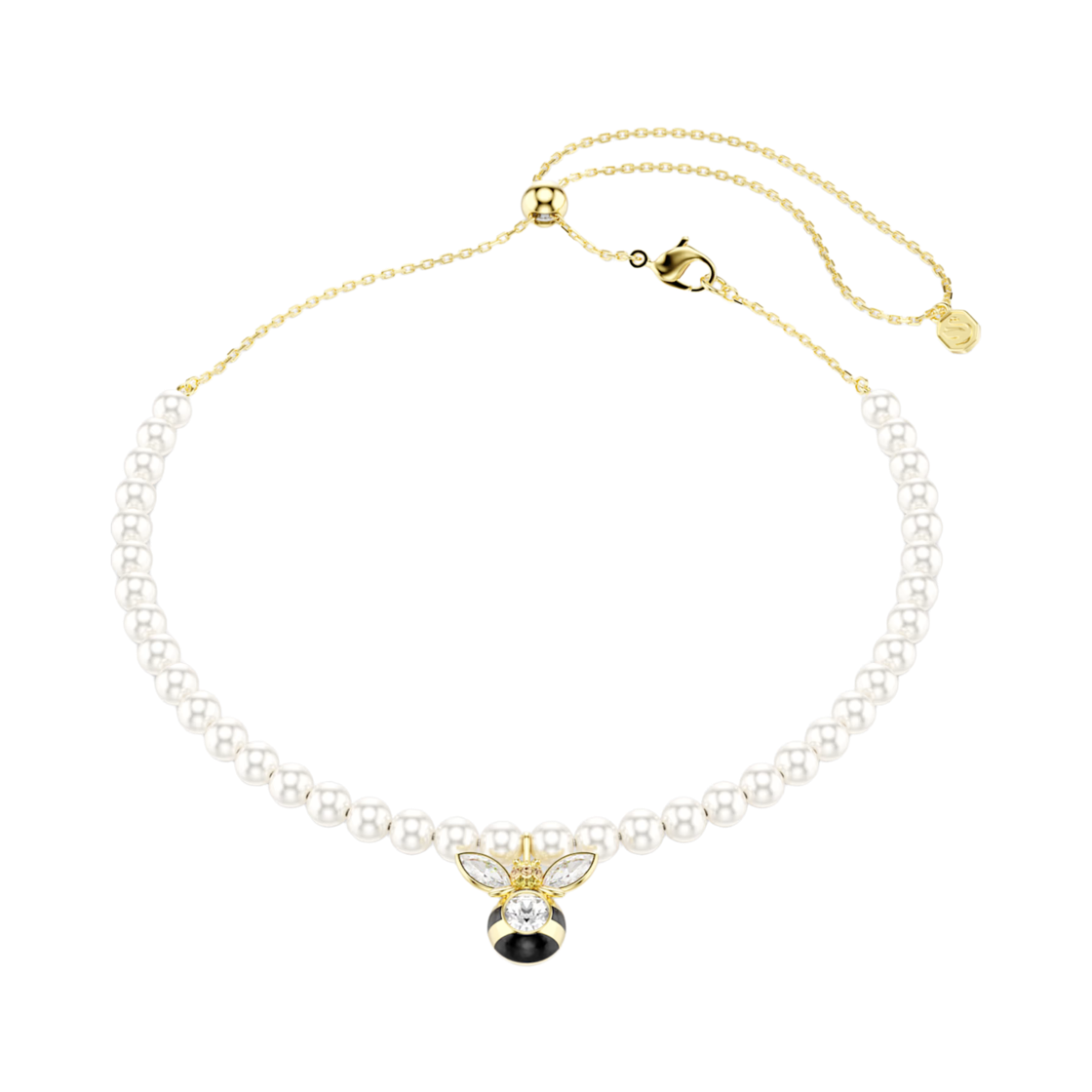 5742677 (W) Swarovski Idyllia Choker Necklace Crystal Pearl Mixed Cut Crystal Pearl Bee White 18K Gold Finish