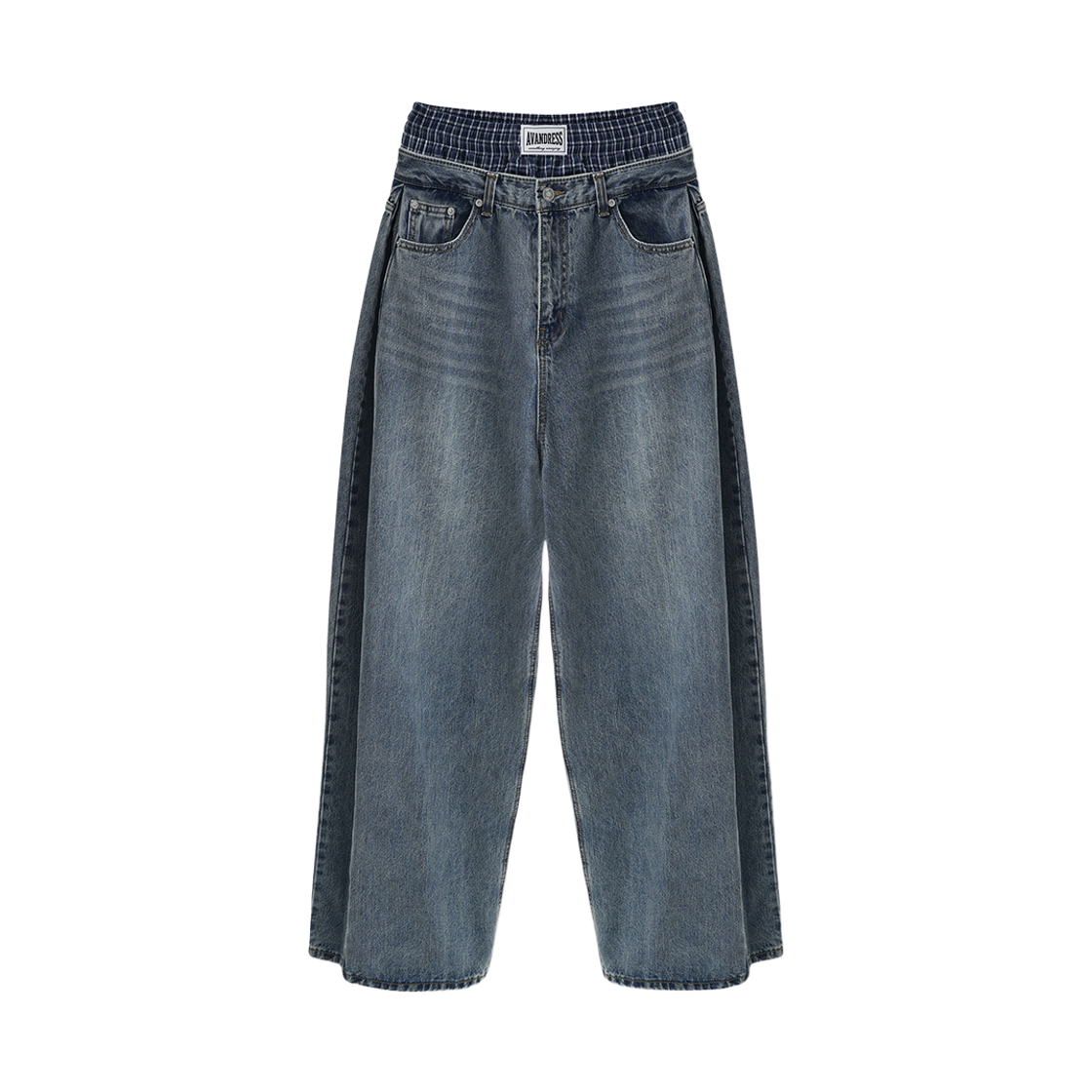 어반드레스 88 인시전 와이드 데님 새깅 팬츠 블루(Avandress 88 Incision Wide Denim Sagging Pants Blue)