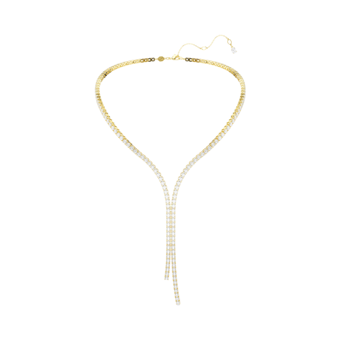 (W) 스와로브스키 매트릭스 Y 네클리스 라운드 컷 화이트 18K 골드 피니시((W) Swarovski Matrix Y Necklace Round Cut White 18K Gold Finish) - 2