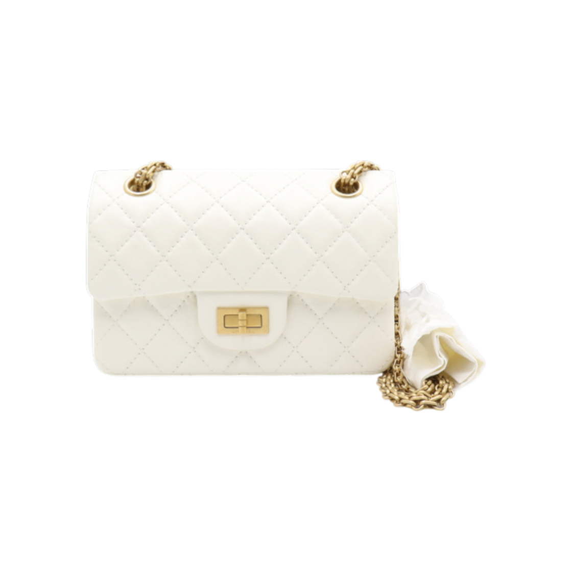 ITTNQVL8SJ3Q Chanel AS0874 White 2.55 Vintage Mini Calfskin Gold Metal Shoulder and Crossbody Bag AA40677