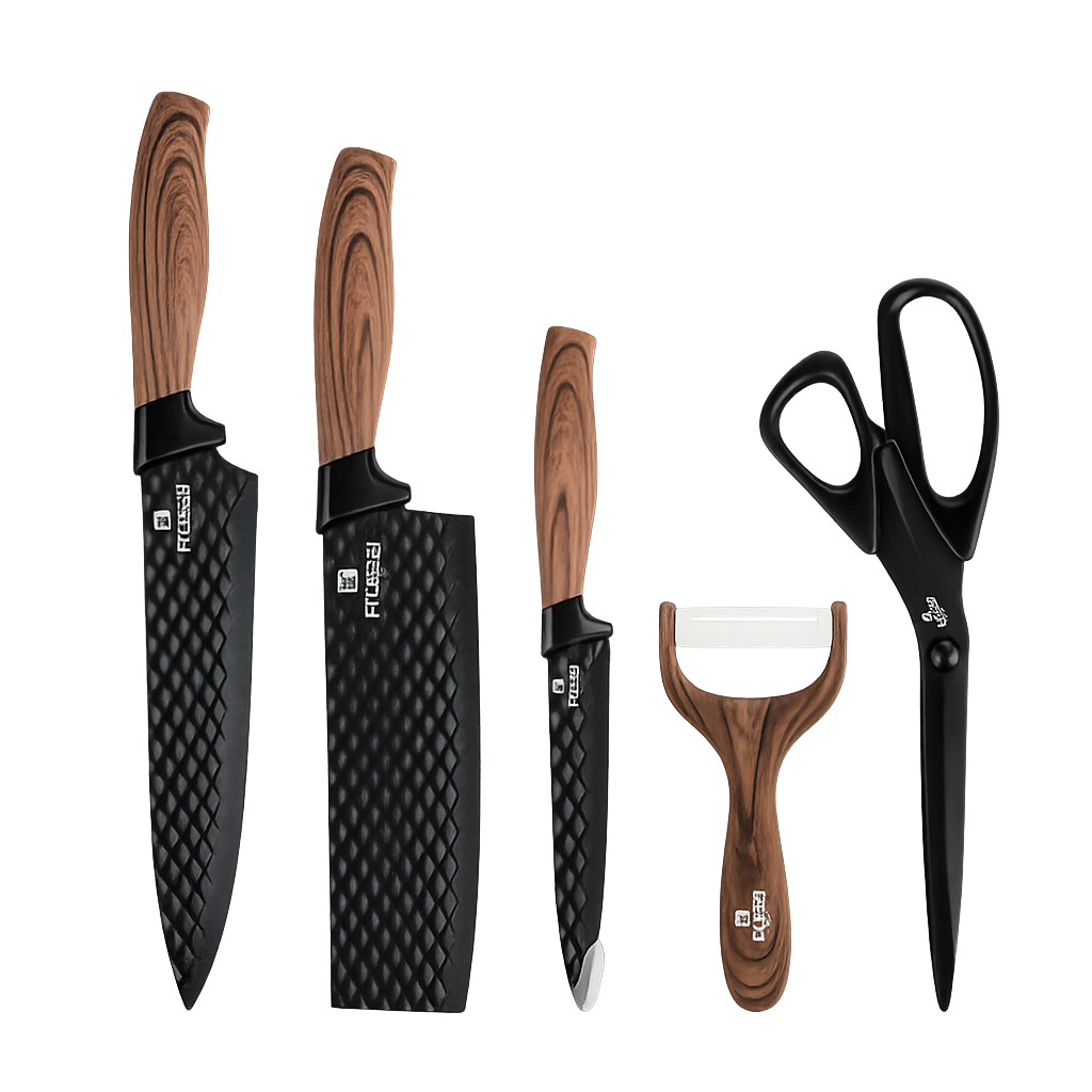 로시 다이아몬드 엠보싱 칼가위 5종(Rossi Diamond Embossed Knife & Scissors 5‑Piece Set)
