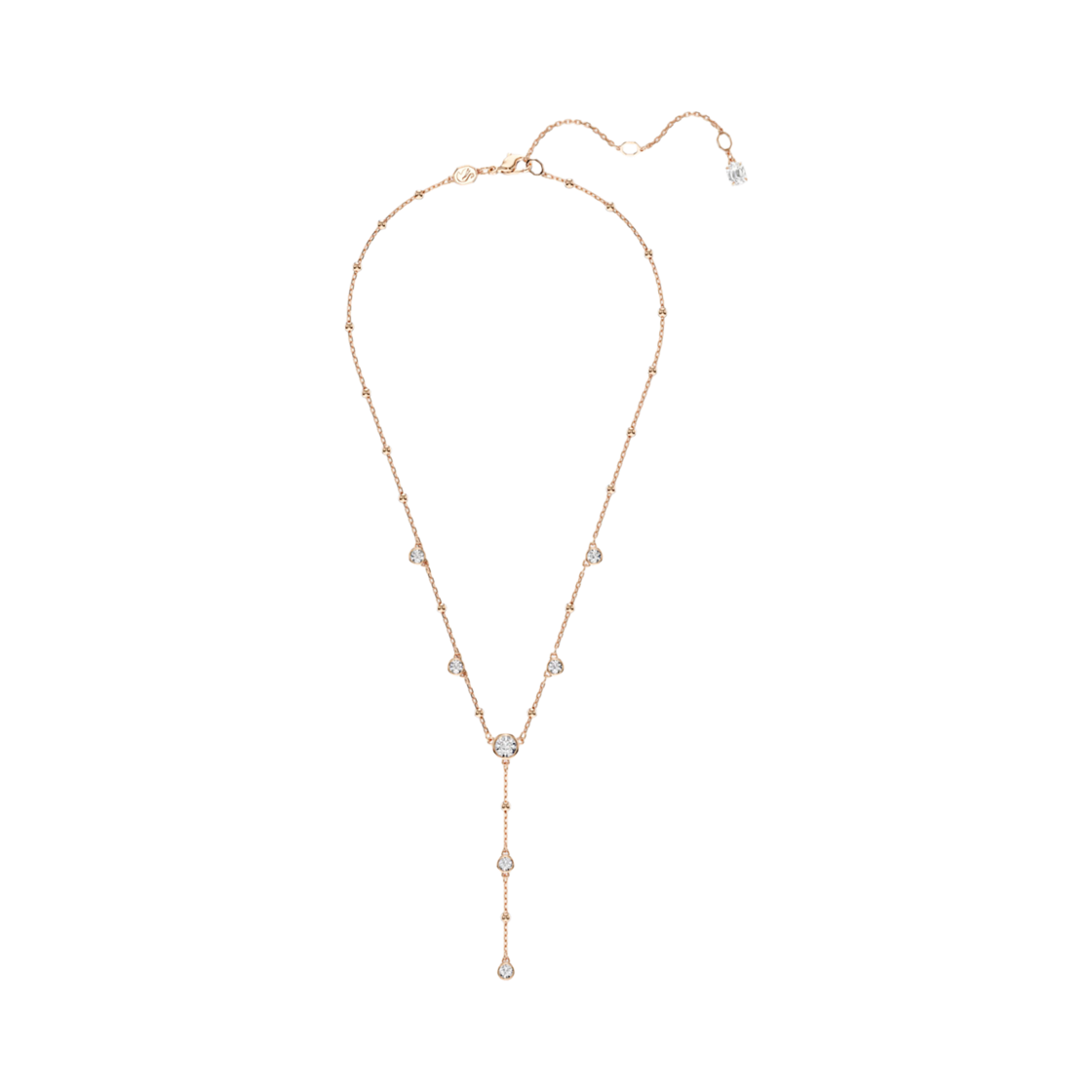 (W) 스와로브스키 임버 Y 네클리스 라운드 컷 화이트 18K 로즈 골드 피니시((W) Swarovski Imber Y Necklace Round Cut White 18K Rose Gold Finish) - 2