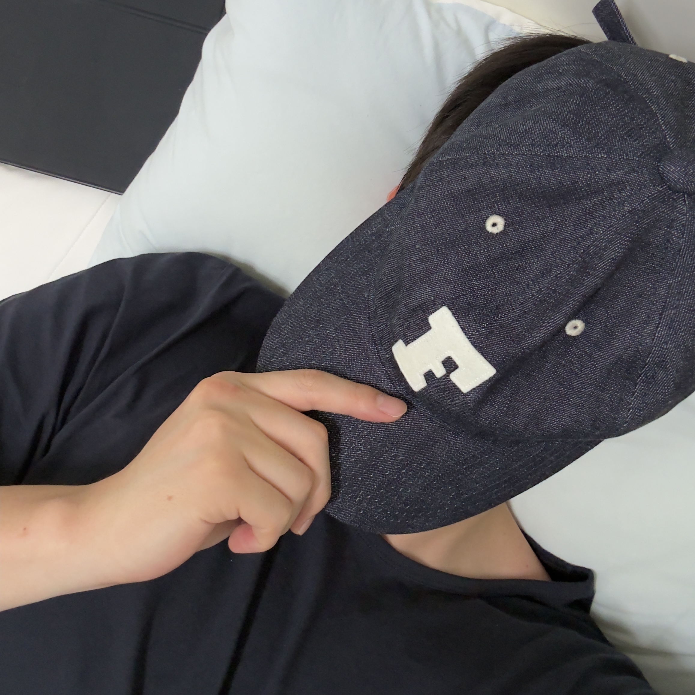 Fullcount 6 Panel Denim Baseball Cap F Patch Indigo Blue 착용 스타일
