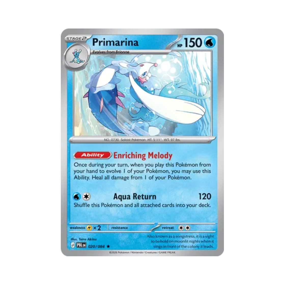 포켓몬 TCG 누리레느 R 피치 블랙 (영문판)(Pokemon TCG Primarina R Pitch Black (English Ver.))