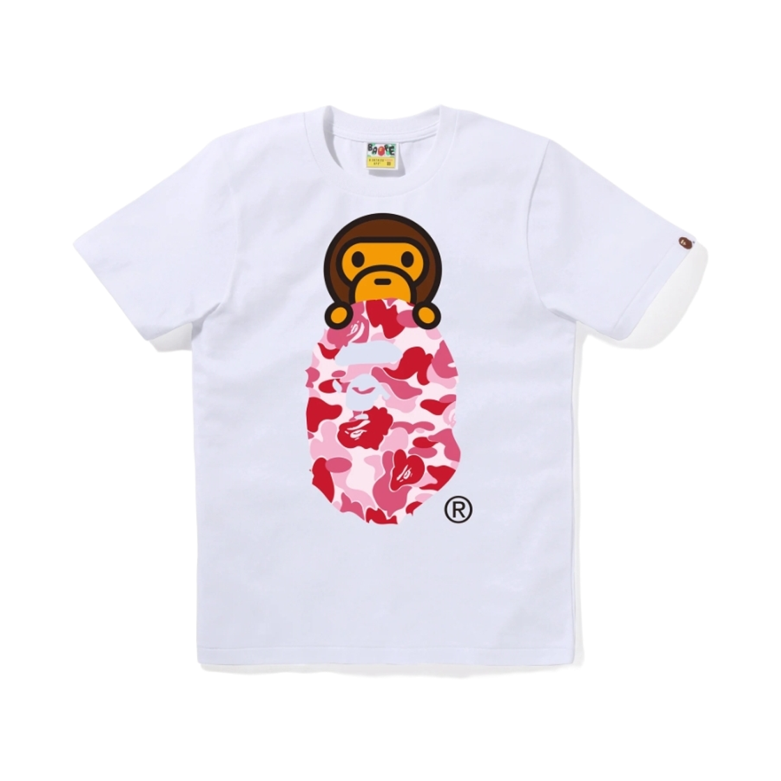 0ZXTEW012102Q (W) BAPE ABC Camo Milo On Ape Head T-Shirt White Pink