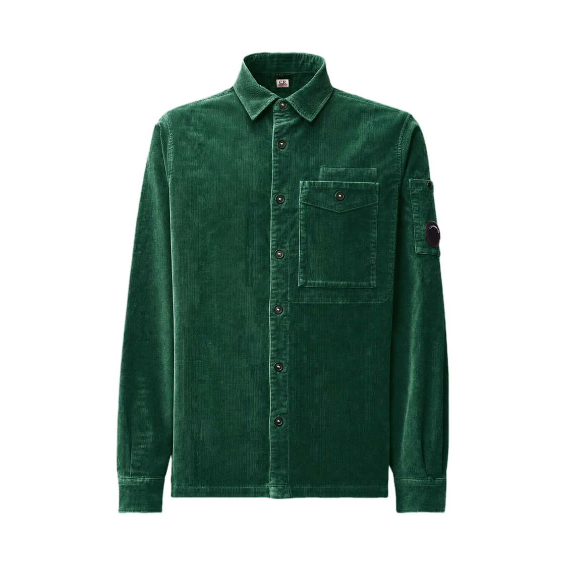 21CMSH147A006410O697 C.P. Company Corduroy Long Sleeve Lens Button Shirt Ponderosa Pine Green - 26FW