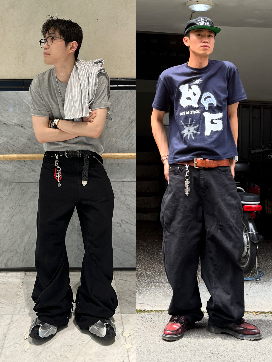 Gentle Monster x Maison Margiela MM213 Black Clear, Xlim Synopsis 01 Bag Black 착용 스타일 - 2