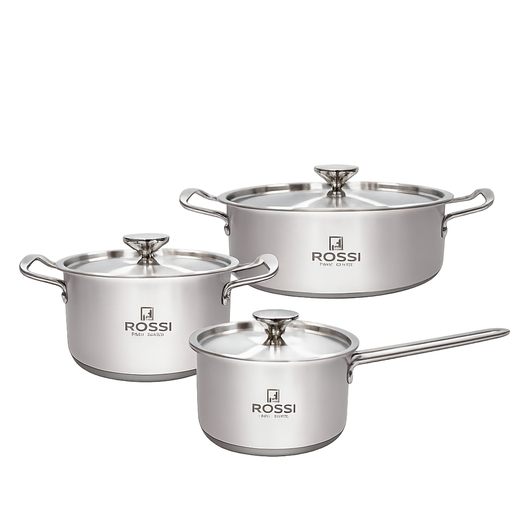 ROSSI002 Rossi Primo Cookware 3‑Piece Set (18cm Saucepan + 20cm Casserole + 26cm Shallow Pot)