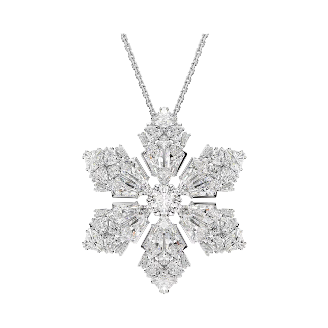 5754685 (W) Swarovski Idyllia Pendant & Brooch Mixed Cut Snowflake White Rhodium Plated
