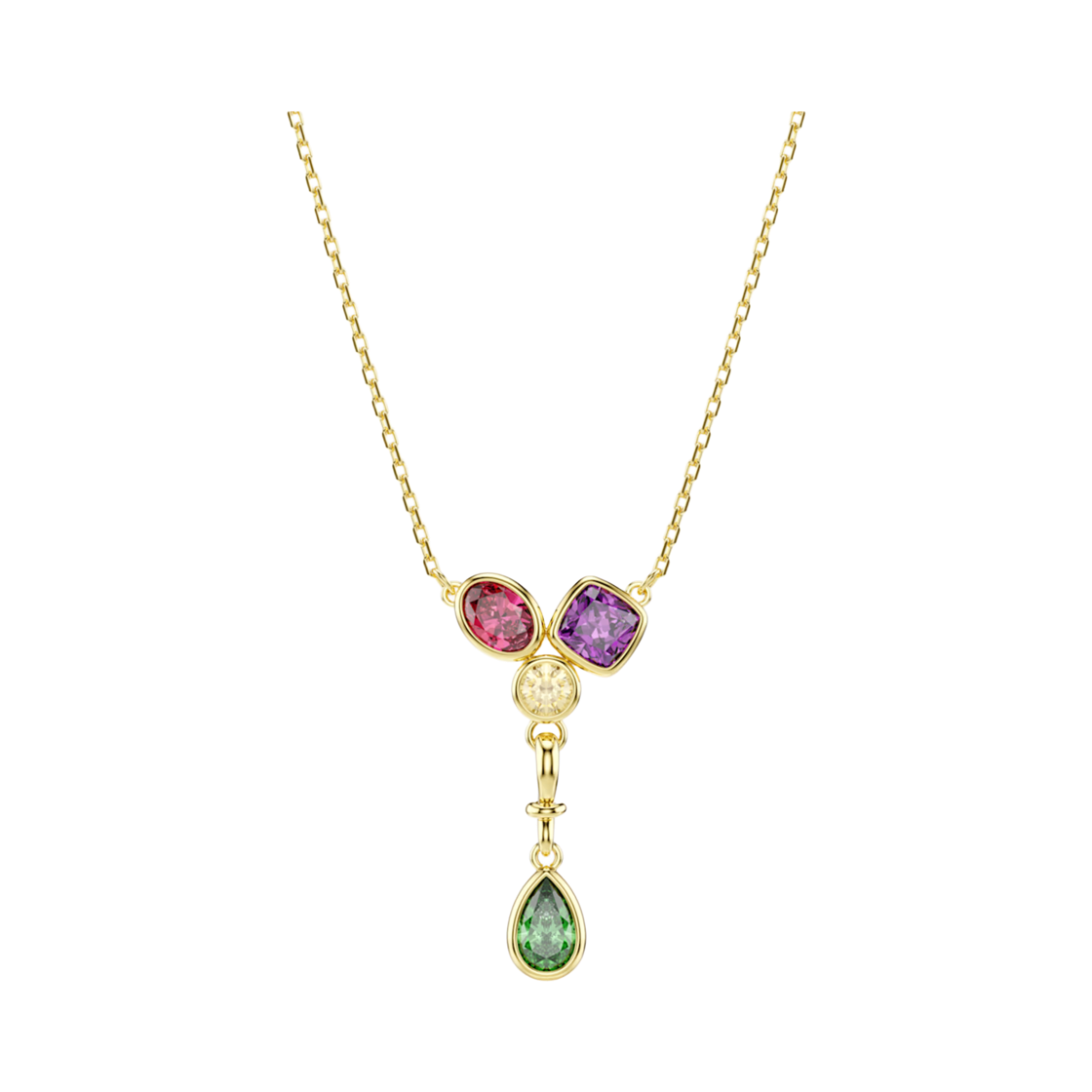 5753261 (W) Swarovski Imber Y Pendant Mixed Cut Multicolor 18K Gold Finish