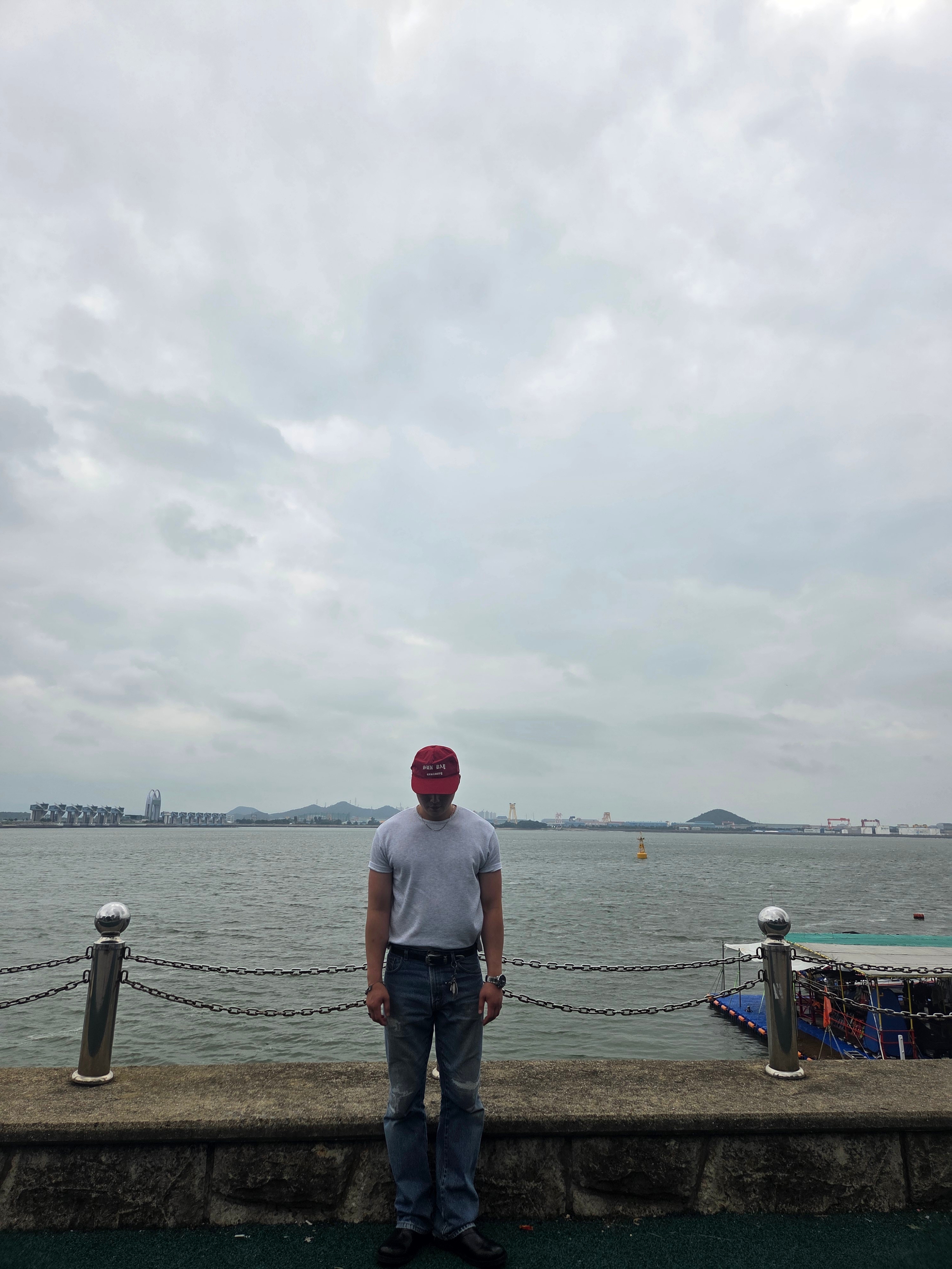 Sunday Ceremony Vintage Washed 5 Panel Cotton Cap - Red 착용 스타일