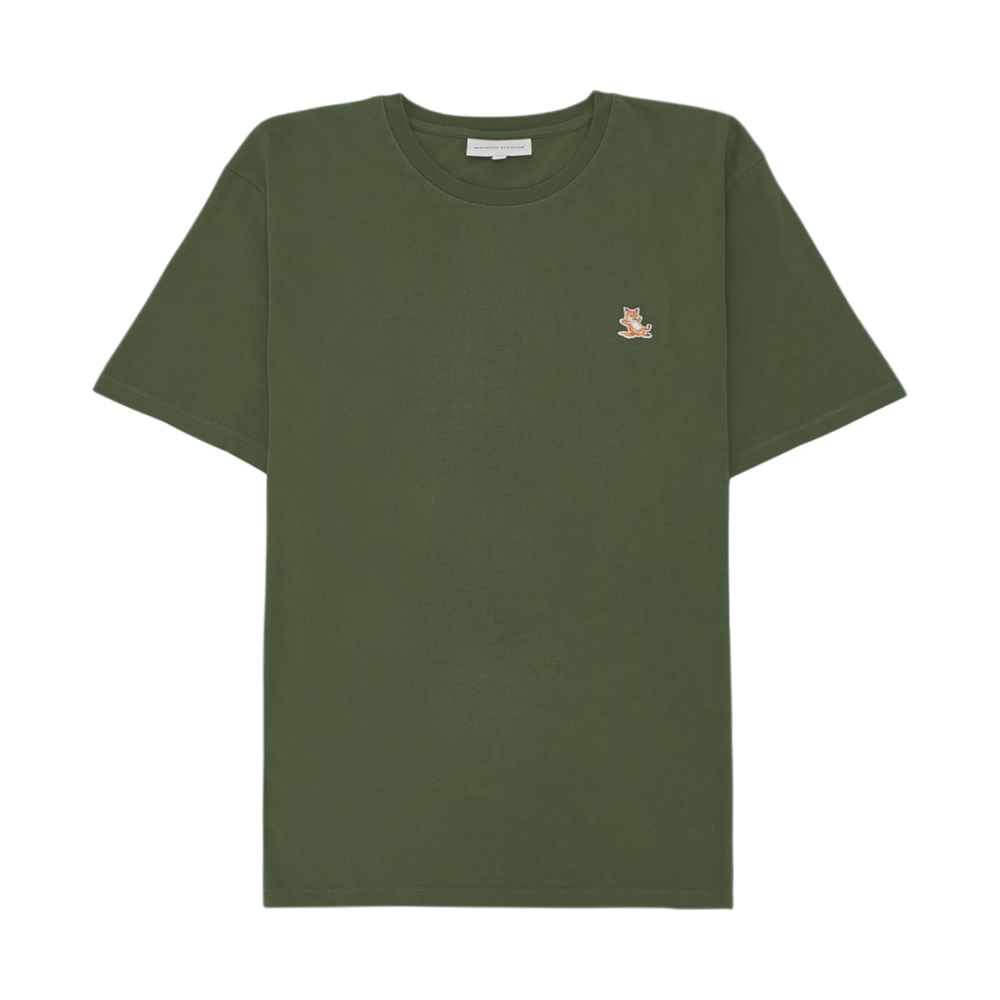 LM00110KJ0008-P384 Maison Kitsune Chillax Fox Patch Regular T-Shirt Military Green