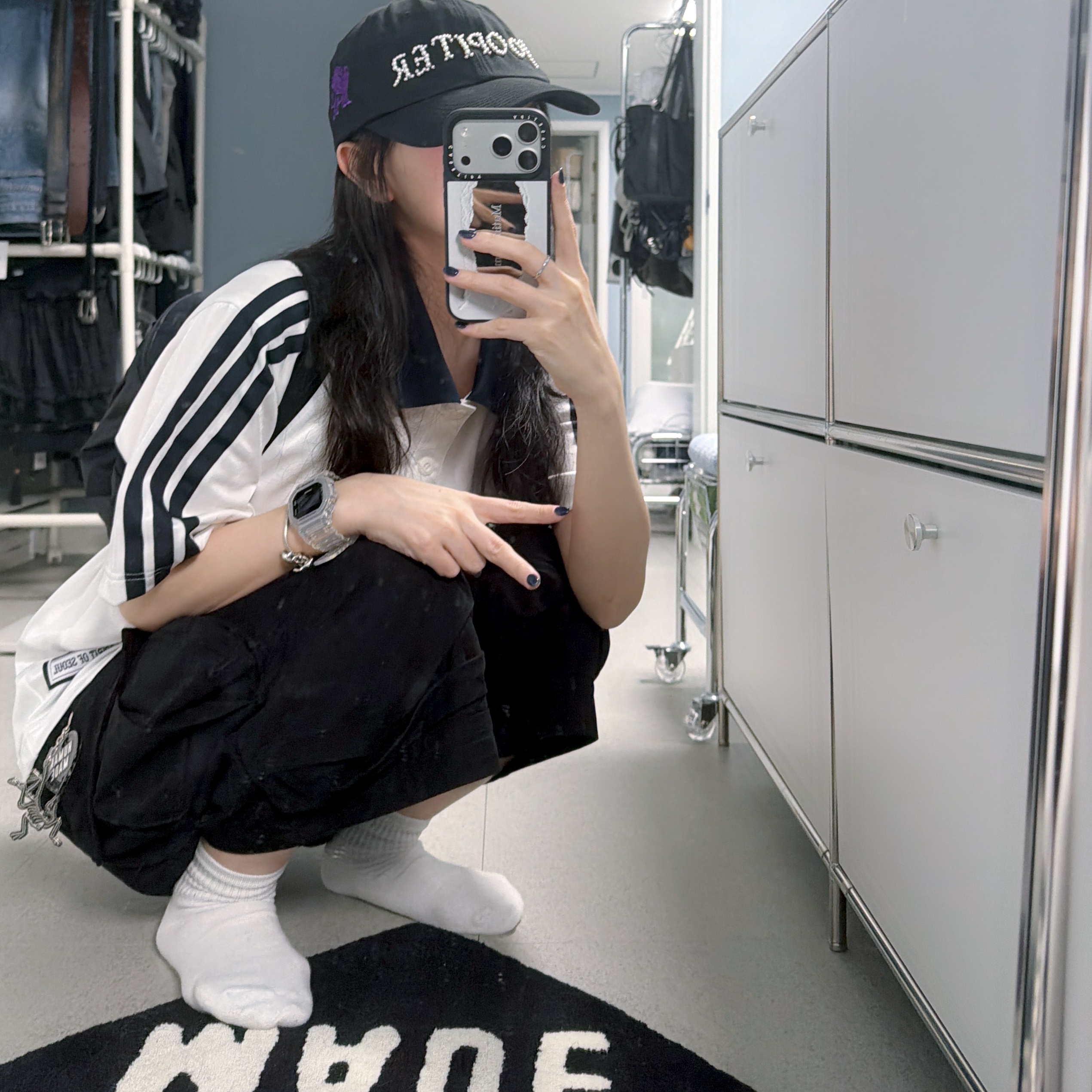 Post Archive Faction (Paf) x Joopiter Baseball Cap Black, Human Made Heart Medium Rug Black 착용 스타일