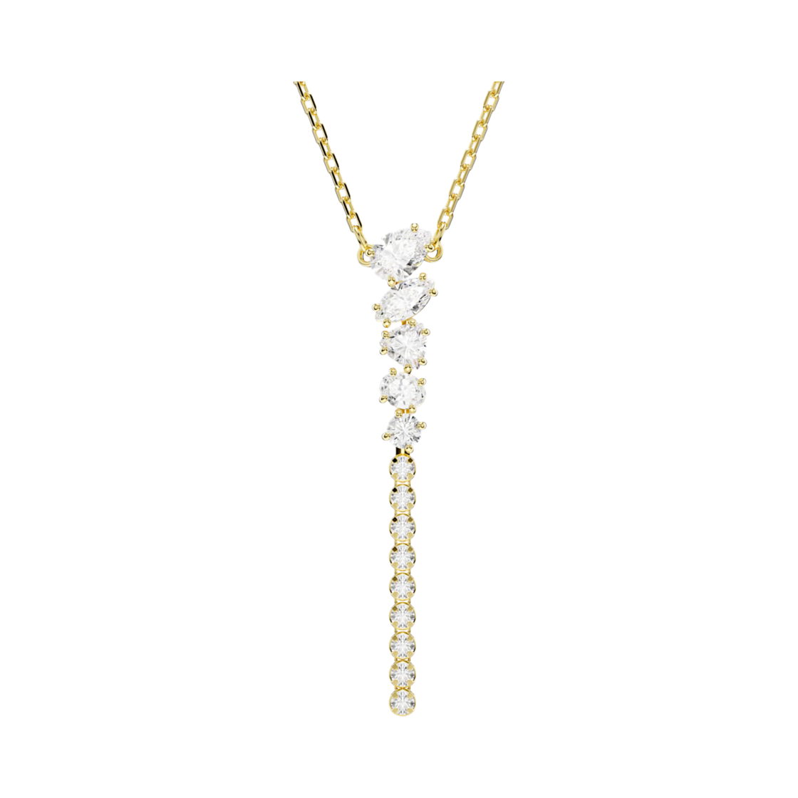 5747997 (W) Swarovski Mesmera Y Necklace Mixed Cut White 18K Gold Finish
