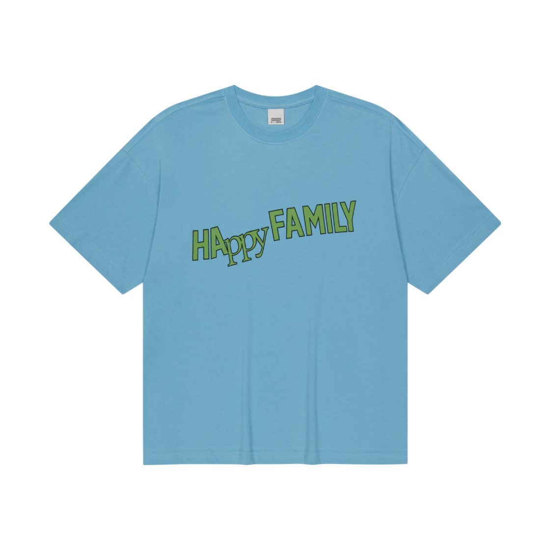 유니버스 가먼트 Happy 패밀리 크롭 티셔츠 블루(UNIVERSE GARMENT Happy Family Crop T-Shirt Blue) - 1