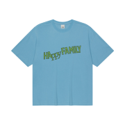 UNIVERSE GARMENT Happy Family Crop T-Shirt Blue