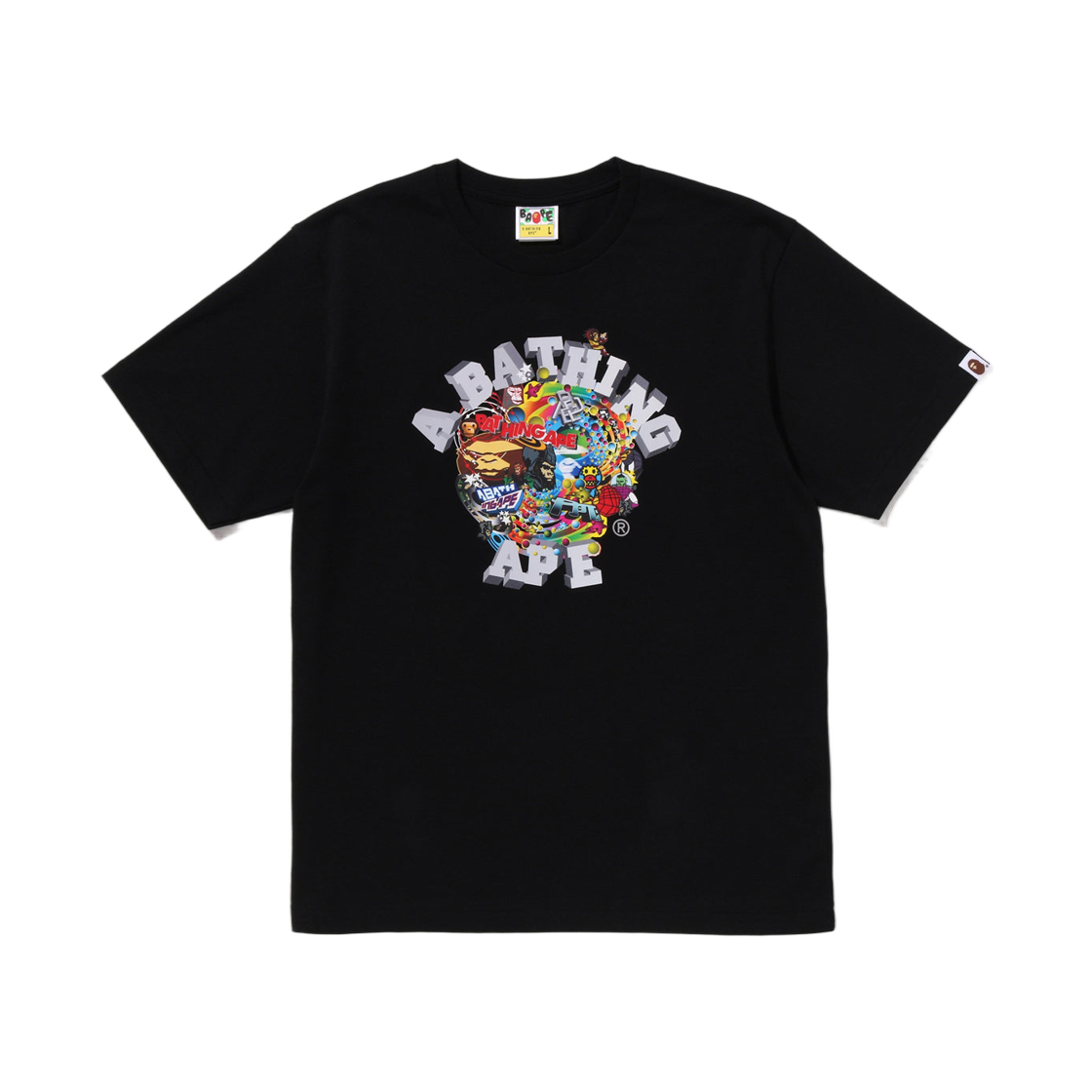 - BAPE Colorful 3D Graphic College T-Shirt Black