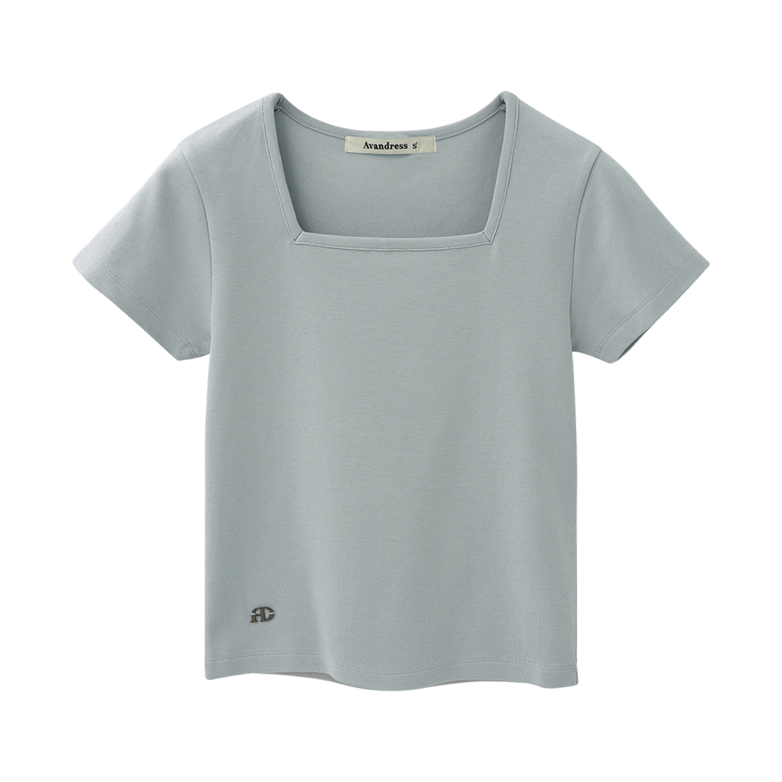 어반드레스 레인 매트 스퀘어 넥 티셔츠 파우더 블루(Avandress Rayne Matte Square Neck T-Shirt Powder Blue)