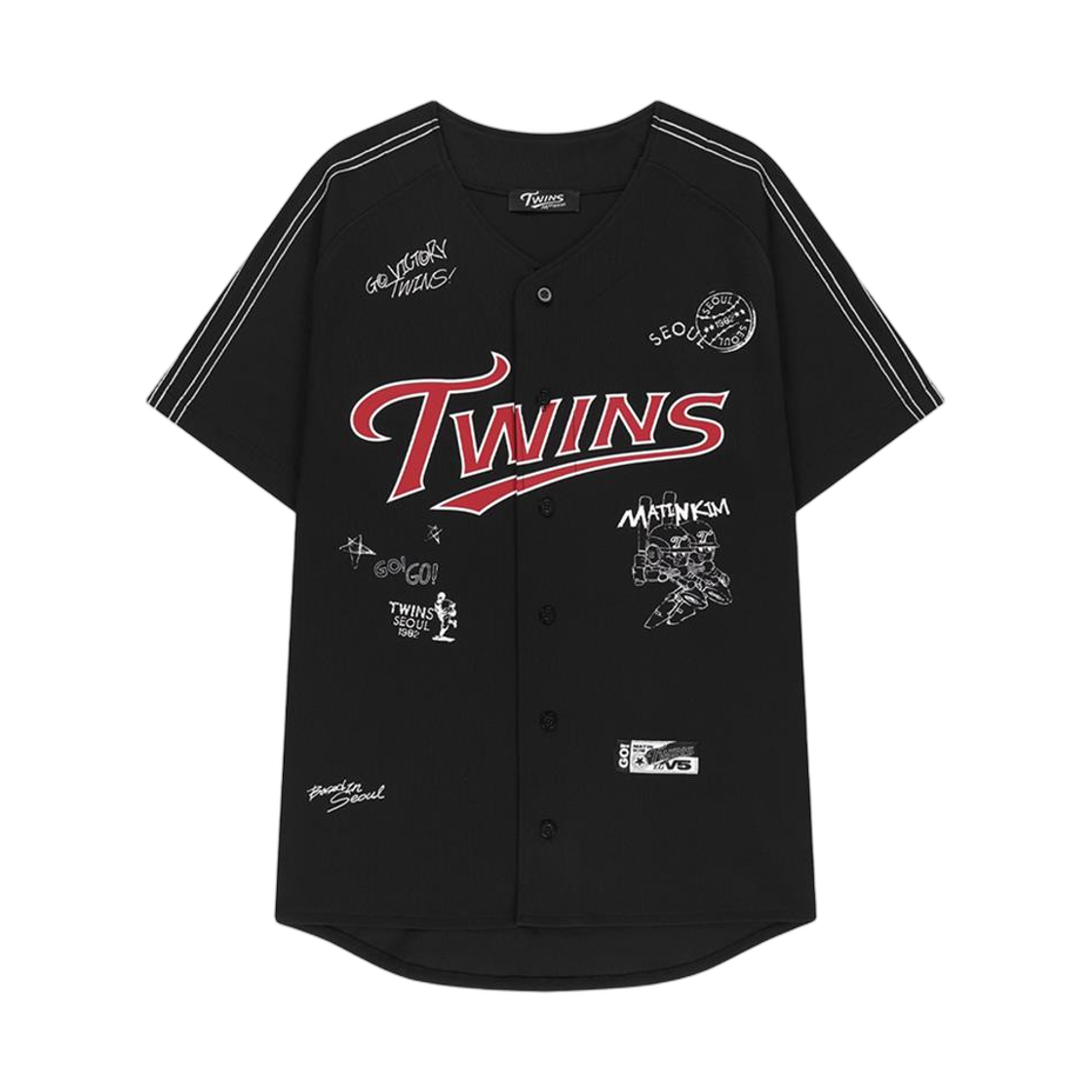 LG 트윈스 x 마뗑킴 어센틱 그래피티 탑 블랙(LG Twins x Matin Kim Authentic Graffiti Top Black)