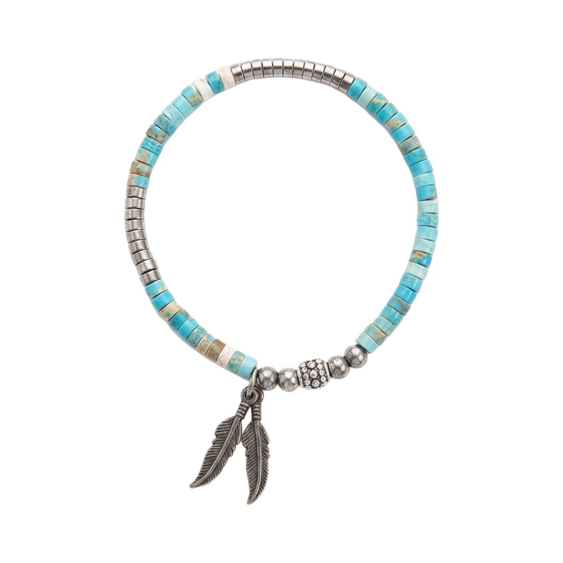 디셈버텐 터키석 플랫 비즈 팔찌(December Ten Turquoise Flat Beads Bracelet)