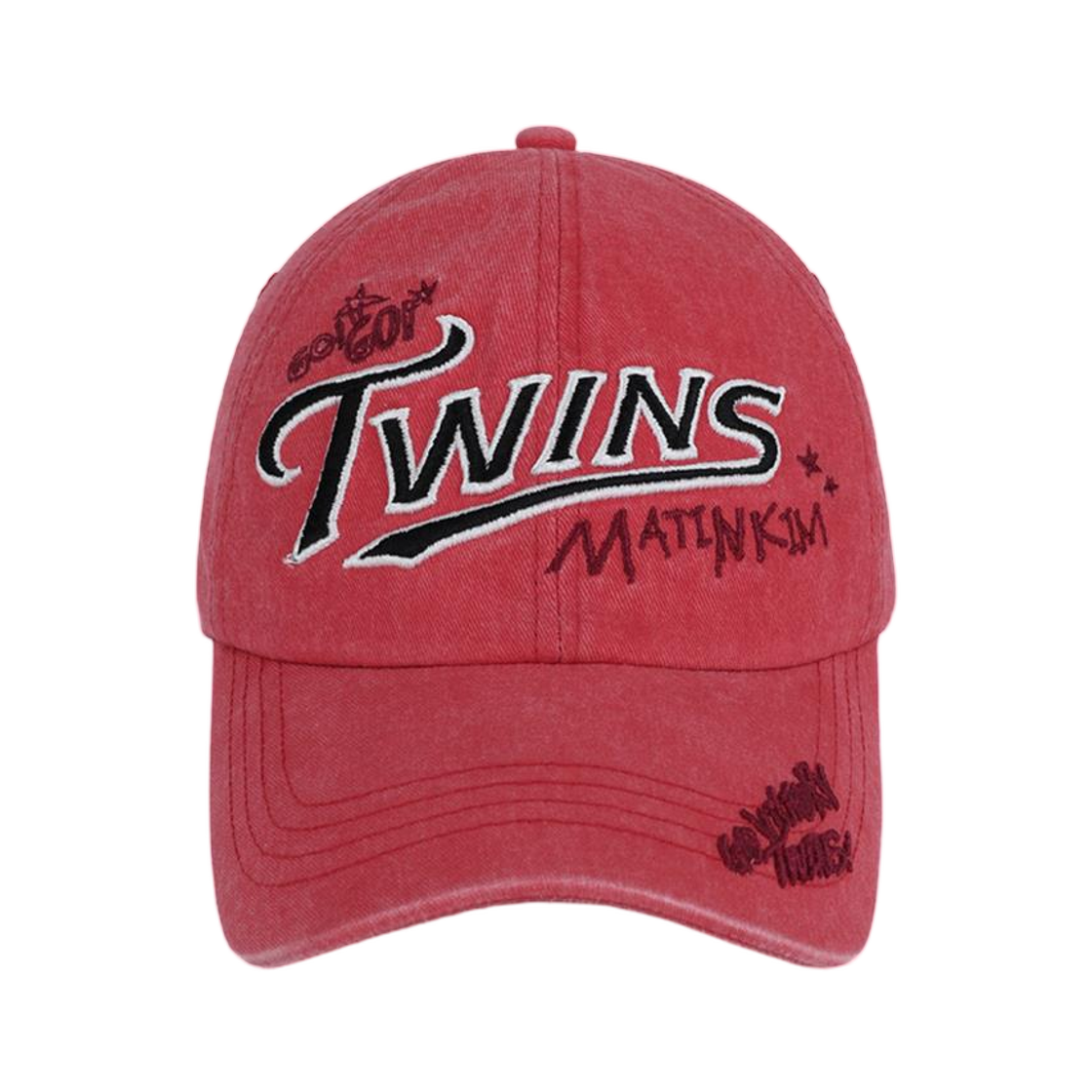 LG 트윈스 x 마뗑킴 빈티지 워시ed 볼 캡 레드(LG Twins x Matin Kim Vintage Washed Ball Cap Red) - 1