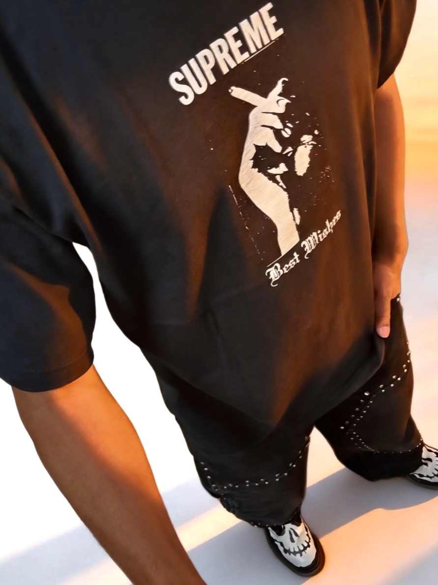 Supreme Wish T-Shirt Black - 26SS 착용 스타일