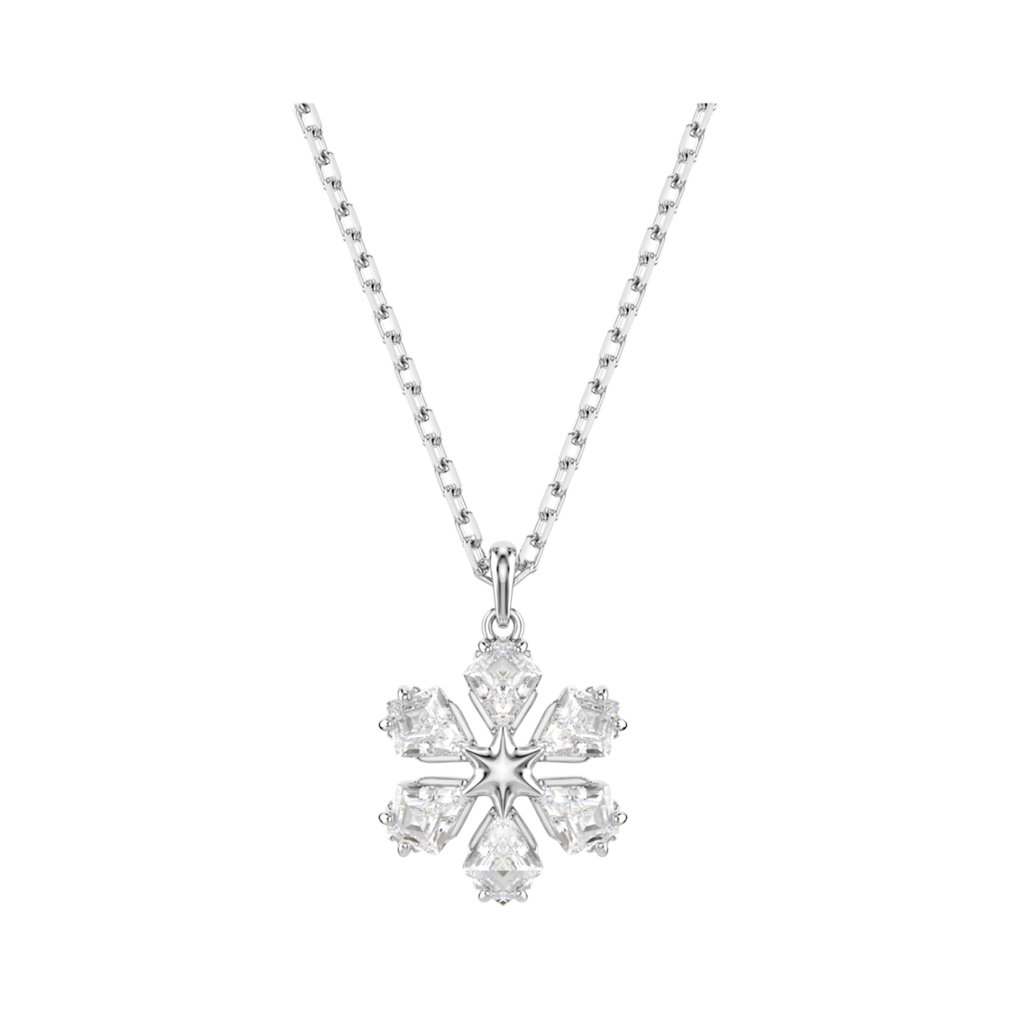 5754686 (W) Swarovski Idyllia Pendant Mixed Cut Snowflake White Rhodium Plated